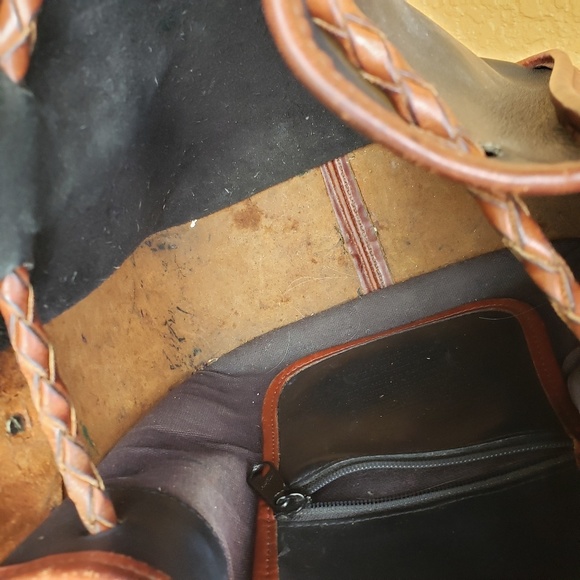 Brighton Leather Crossbody Purse Bolo Tie Hip Vtg - Picture 6 of 7